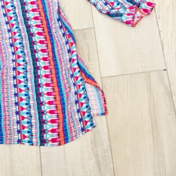 LA BLANCA Women’s Plus Multicolor Stripe GLOBAL JIVE Swim Cover V-Neck Sz 1X - Picture 5 of 9